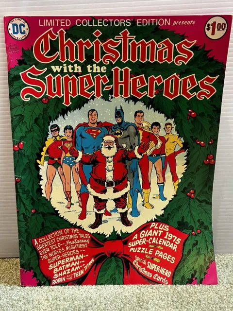 1975 LIMITED COLLECTORS' EDITION Christmas Super-heroes DC Comics Large 14”x10”