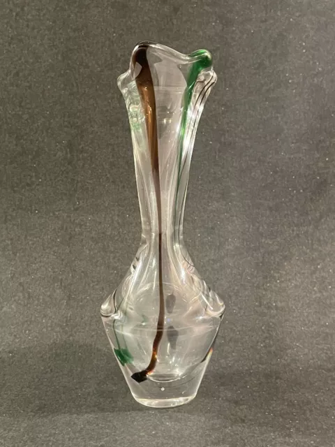 Mid-Century Art Glass Swung Vase Drip Glaze Dutch Maastricht Studio Signed 9” 2