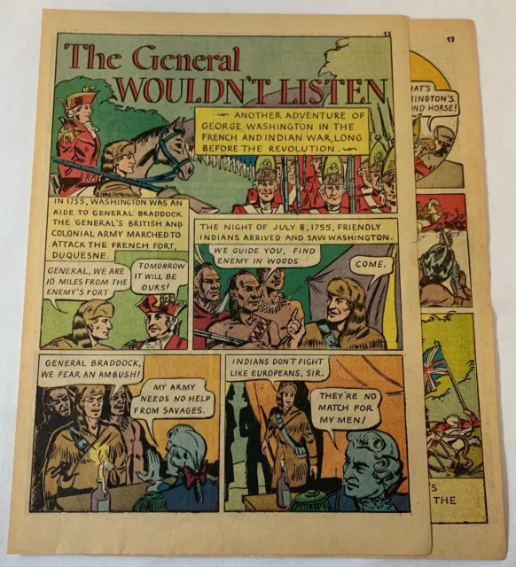 1942 Four Page Story Comic ~ George Washington in French and Indian