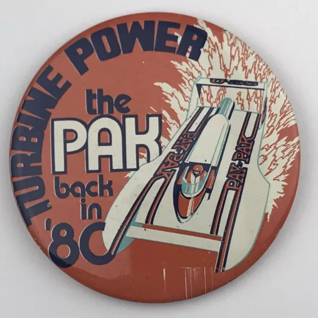 Boat Racing Hydroplane PAY-PAK 1980 Pin Button Pinback Vintage Turbine Power 80s