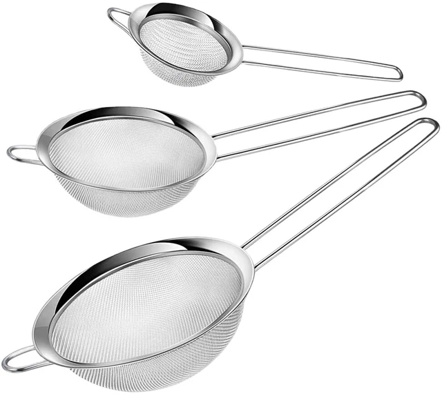 MESH SIEVE STRAINER Strainers FINE Small Large Stainless Steel Colander ...