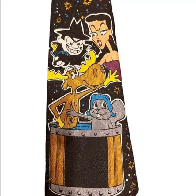 Gold Man Boris & Natasha Rocky Bullwinkle Mens Neck Tie Silk Vintage