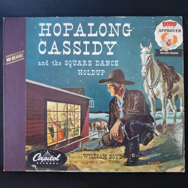 Vintage Hopalong Cassidy And The Square Dance Holdup 2-Record Read-Along Vinyl