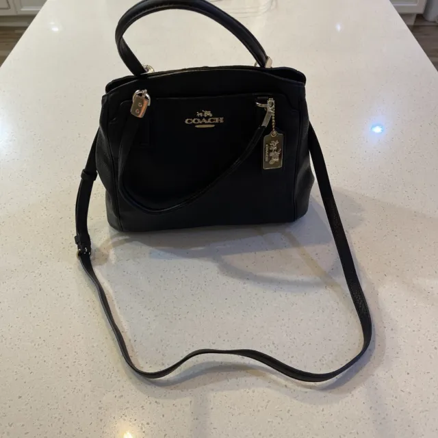 COACH MADISON LEATHER Minetta Satchel Black F34292 Purse Handbag $110. ...