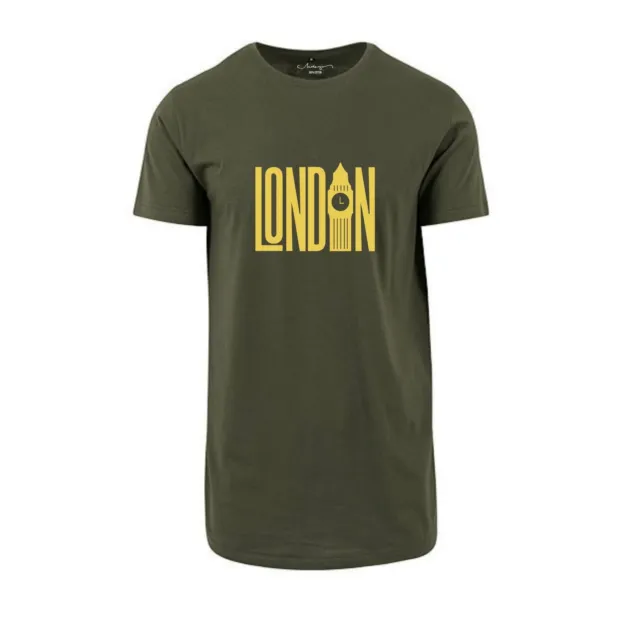 T-Shirt extra Lungo Uomo Donna con Stampa Girocollo a Manica Corta Shaped Londra