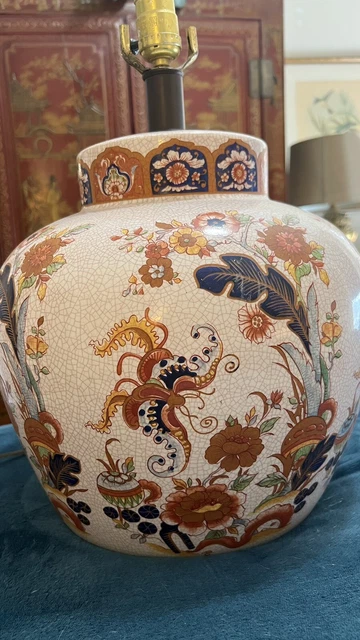 GORGEOUS Vintage CHINESE Floral Motif Porcelain LAMP - Large Urn 3