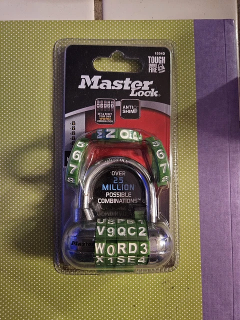 Master Lock 1534D - Password Plus Combo Lock - Green & White - Sealed