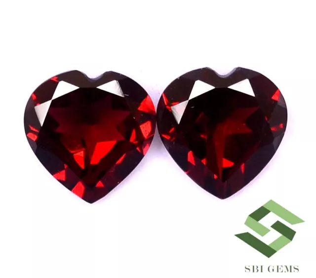 5.37 CTS Certified Natural Red Garnet Heart Shape Cut Pair 9x9 mm Loose Gemstone