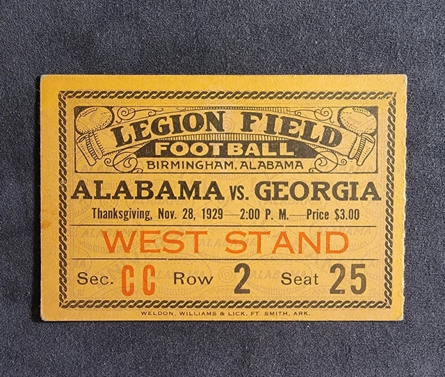 RARE 1929 Georgia Bulldogs vs. Alabama Vintage Tickets!! NCAA relic!! 5