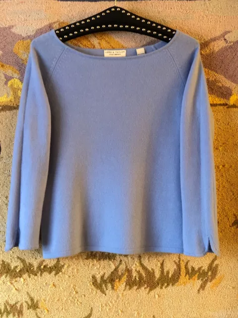 Lord & Taylor Two Ply Cashmere Sz S Sweater Pullover Light Blue Long Sleeve