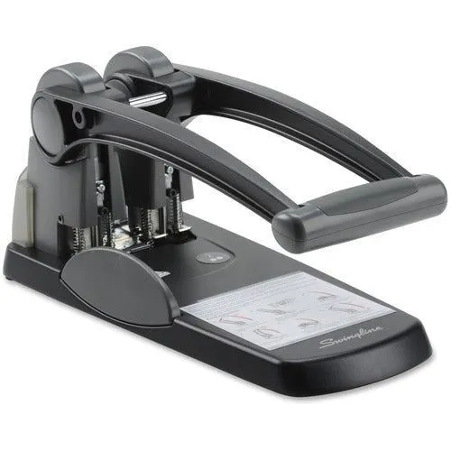 Swingline 3 Hole Punch, Desktop Puncher for Binder, 20 Sheet Punch  Capacity, SmartTouch, Black/Silver (74133)