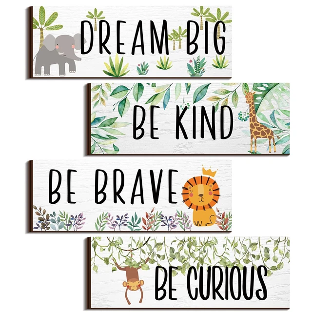 4 Pieces Woodland Nursery Decor - Cute Jungle Animal Room Decor