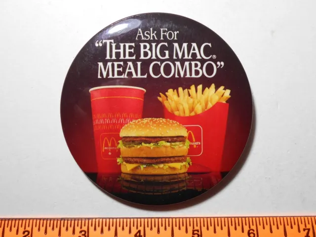 3.5" McDonalds Pin Back Button Ask for the Big Mac Meal Combo