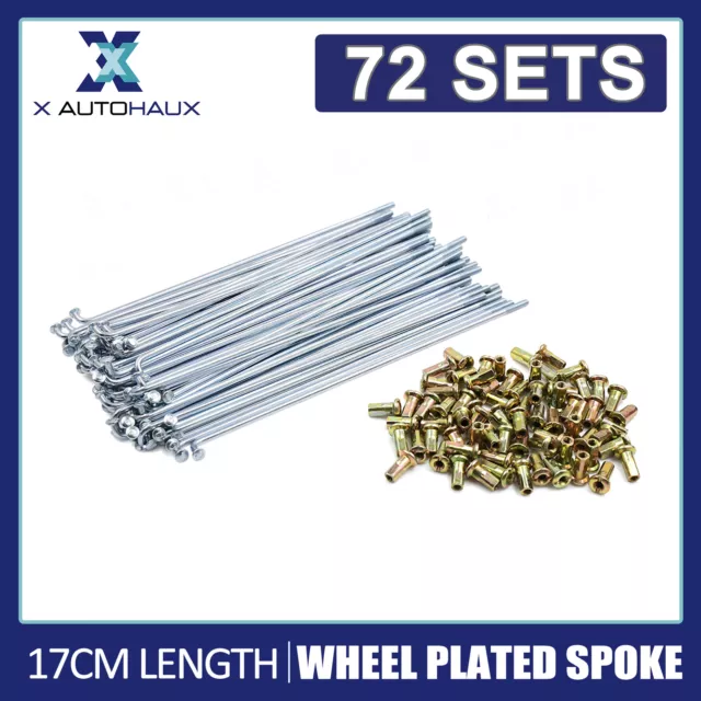 72 Sets 170mm Length Front Rear Motorcycle Rim Wheel Plated Spoke with Nipples