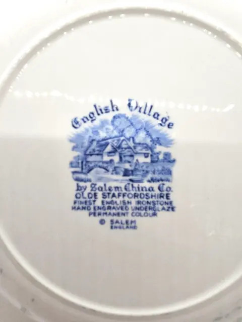 Vintage English Village Salem China Co 10" Dinner plate Blue 3
