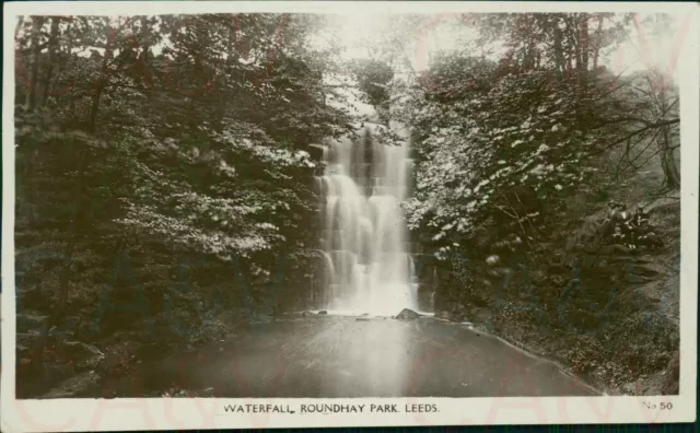 Leeds Waterfall Roundhay Park 1926 Real Photo H Burniston No 50 Local Publisher