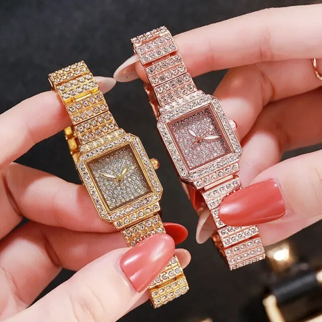 Ladies Wristwatches Crystal Bling Diamond Bracelet Watch Quartz Women Rhinestone