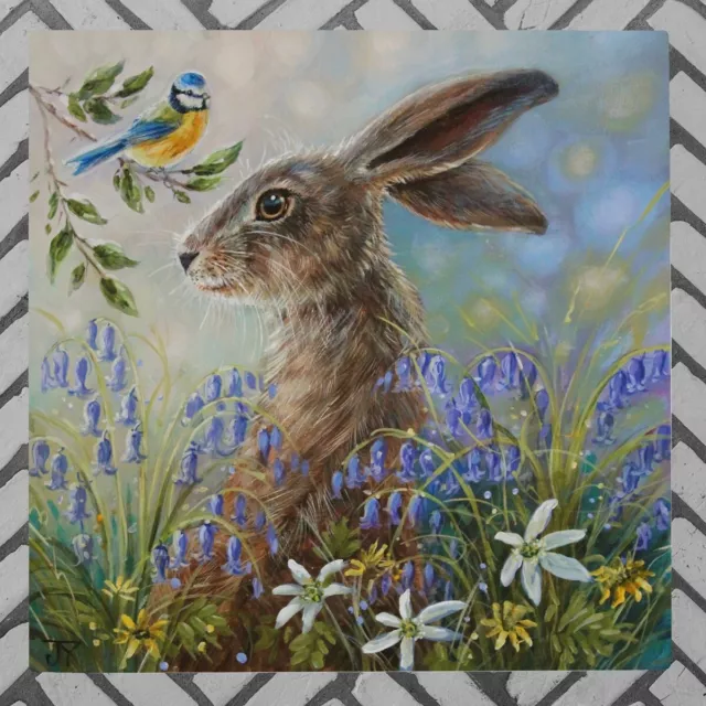 Ceramic Tile Picture "Bluebell Hare" By Judith Yates New & Boxed 20cm x 20cm 2