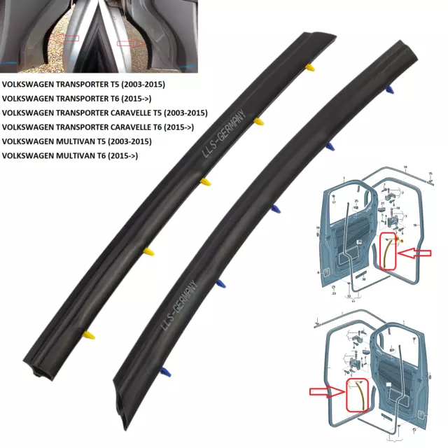 Para VW T5 Transporter (2003-2015) Junta de Puerta Goma Delant. Izq. + Der. 2x