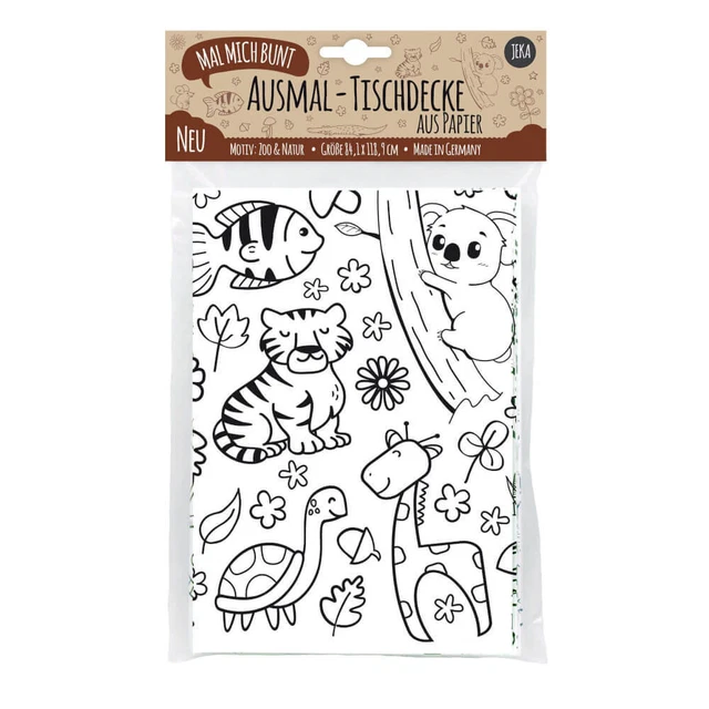 JEKA - MAL MICH BUNT - Ausmal-Tischdecke aus Papier, Motiv Zoo