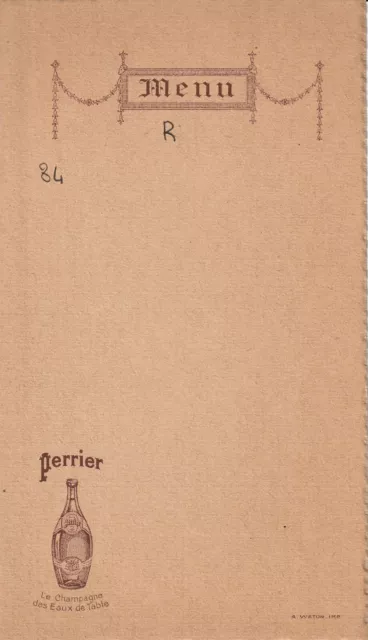 G16 Menu Perrier""/ Le Champagne des eau de table