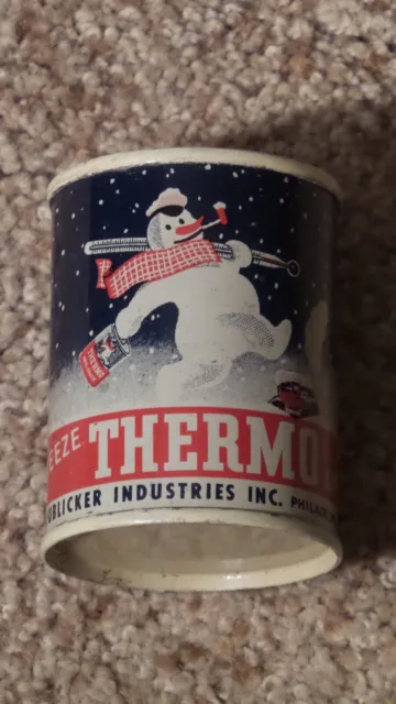 Original Thermo Anti-Freeze Metal Coin Bank Oil Can Gas Sign