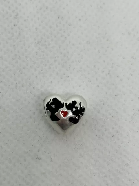 Genuine Pandora Charm Mickey & Minnie Mouse Heart Kiss Disney Moments