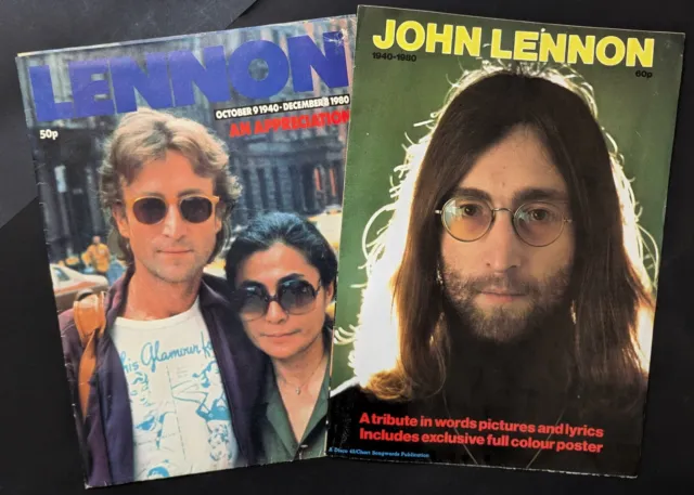 John Lennon Tribute Fold-Out Poster Magazines (X2) - The Beatles - 1980