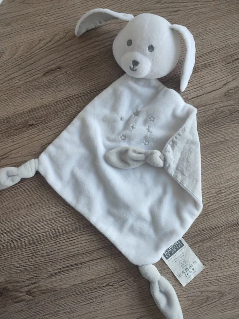 doudou plat lapin blanc gris étoiles argentées MAISONS DU MONDE etat neuf
