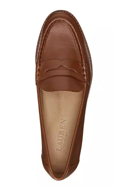 Ralph Lauren NWOB Womens Wynnie Leather Penny Loafers Sz 8 Chestnut Tan Flats 3