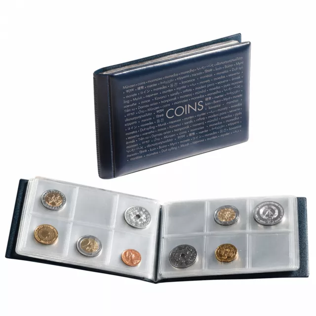 Portafoglio deposito monete NUMIS PERCORSO con 8 fogli monete ciascuno per 6 monete blu