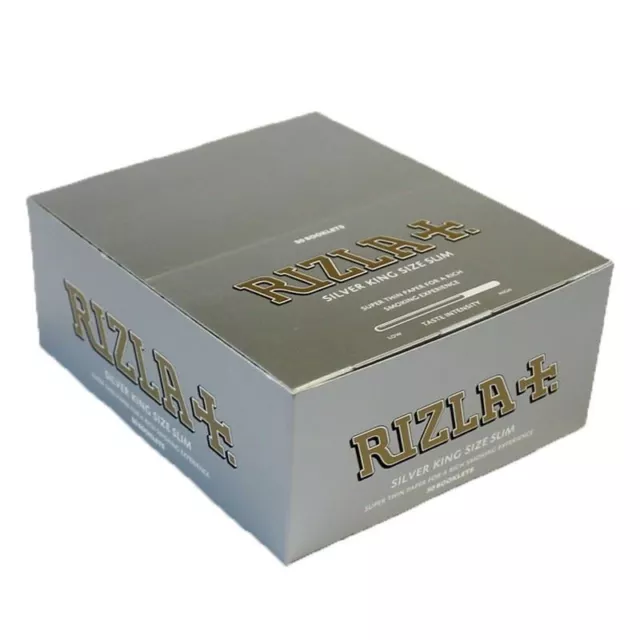 Folletos de papel rodante delgado talla Rizla plateado King x5,x10,x20,x50 (CAJA COMPLETA)