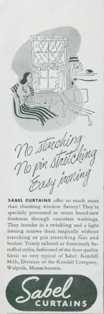 1948 Sabel Curtains No Pin Stretching Easy Ironing Vintage Print Ad AH1