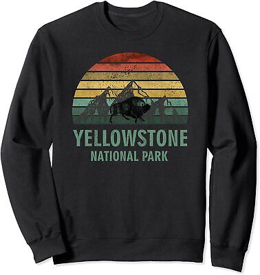Yellowstone National Park USA Bison Buffalo Vintage Sweatshirt Size S-5XL