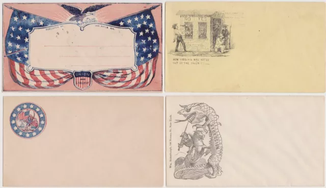 4 CIVIL WAR Patriotic Covers Better Designs  Gen. Scott - VA Voted Out of Union