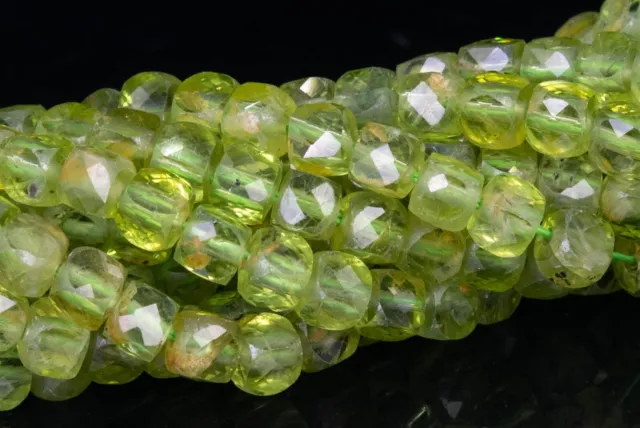 3-4MM Peridot Faceted Cube Grade AA Genuine Natural Gemstone Loose Beads