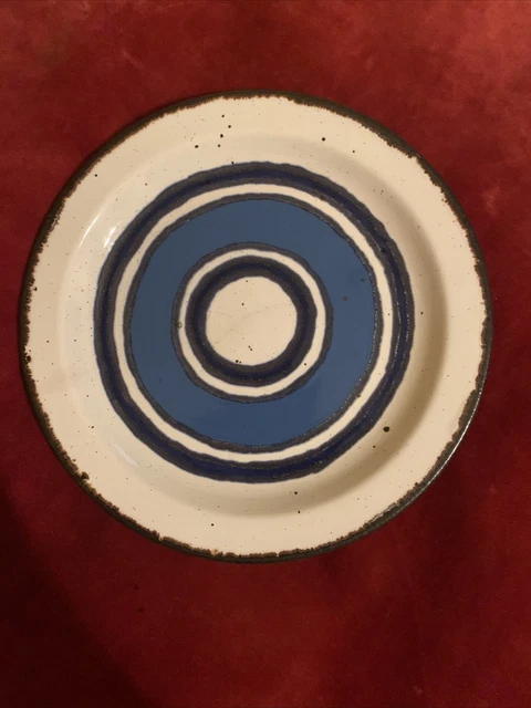 Vintage Midwinter Stonehenge Moon 7" Bread Plate - Blue Circles Made In England Vintage Midwinter Stonehenge Moon 7" Bread Plate - Blue Circles Made In England