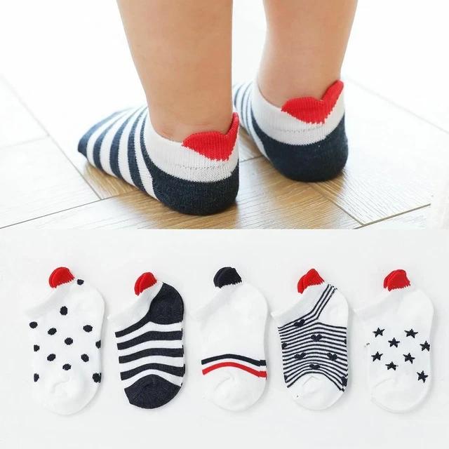 5Pairs / Lotto Carino Piacevole Corto Bambino Calzini Rosso Cuore per Rete