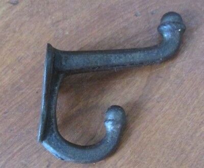 Thick Antique Victorian Cast Iron Coat Hook with Acorn Finials, 3 Inch
