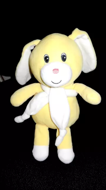 doudou peluche lapin chien jaune blanc GIPSY 25cm