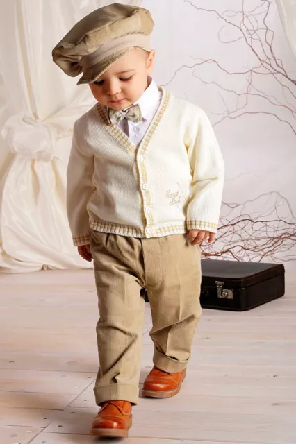 ABITO DA BATTESIMO vestito cerimonia cardigan beige-panna taglia 62-86 cod 1449