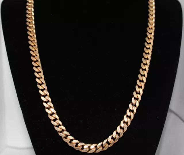 Real Solid 24K Gold Open Curb 7mm Chain Necklace GL Lifetime Warranty Any Size