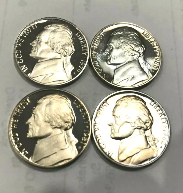 1979, 1980, 1981 1982 S Jefferson Nickel PROOF Set  INCLUDES 2 TYPE 1 PROOFS