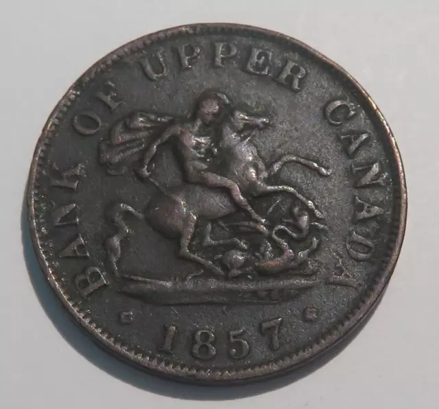 1857 Bank of Upper Canada Bank Token One Half Penny A391