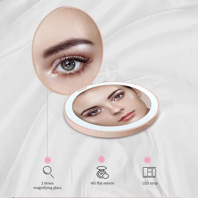 LED illuminated foldaway Mirror Pocket Makeup Mirror Compact Double Mirror