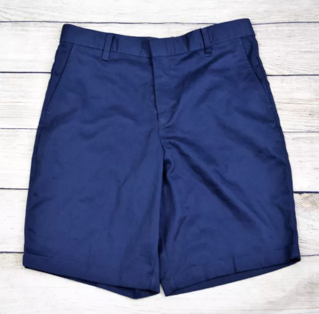 George Boys' School Uniform Flat Front Shorts 12H Husky Dark Navy Prep Irregular