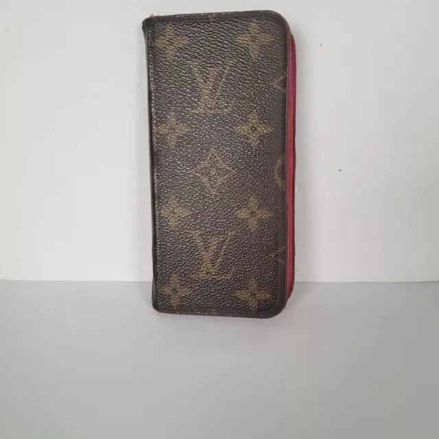 Authentic Louis Vuitton LV Monogram Folio iPhone 7 Case Brown Pink Phone Case