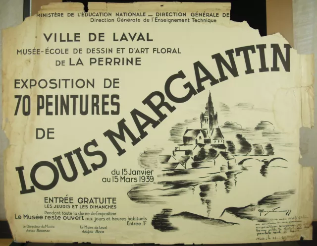 Louis Margantin Laval La Perrine Manifesto Originale Expo Da 1939 Di Firmata