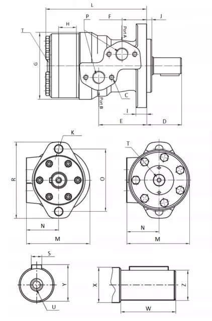 Moteur Hydraulique Geromoteur BMR 315 OMR SMR OMP Arbre Ø25 les séries Danfoss 2