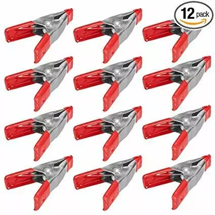 12 Pc 2" 50mm RED Metal Spring Clamps With PVC Protectors Tarpaulin Sheet Clip